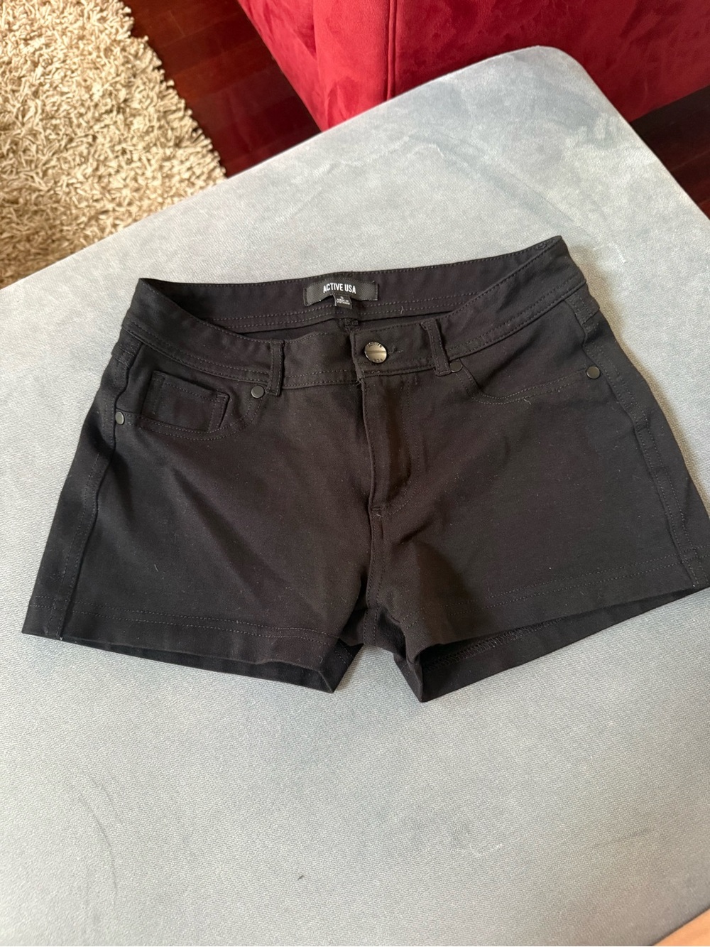 Active USA Black Stretch Denim-Style Women's Shorts